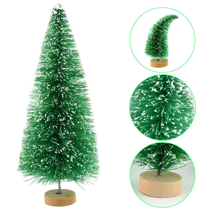 40Pcs Mini Pine Trees with Wooden Base, Green, 4 Sizes, Perfect for DIY Crafts, Christmas Decoration, Winter Ornaments