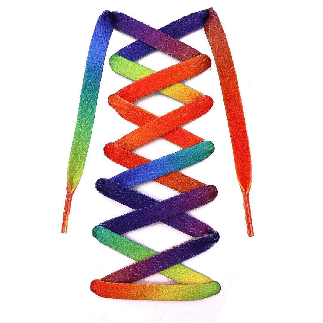 Flat Printed Shoelaces,Shoe Laces for Sneakers, Designer Fun Shoestring (63“, Rainbow Gradient)