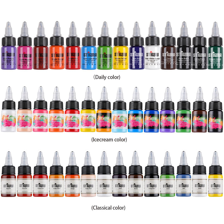 Professional Tattoo Ink Color Set 14 Colors with 15 ml 1/2oz per Bottle Tattoo Ink Set for Tattoo Artist and Beginners Tattoo Supplies TI4003-15-14