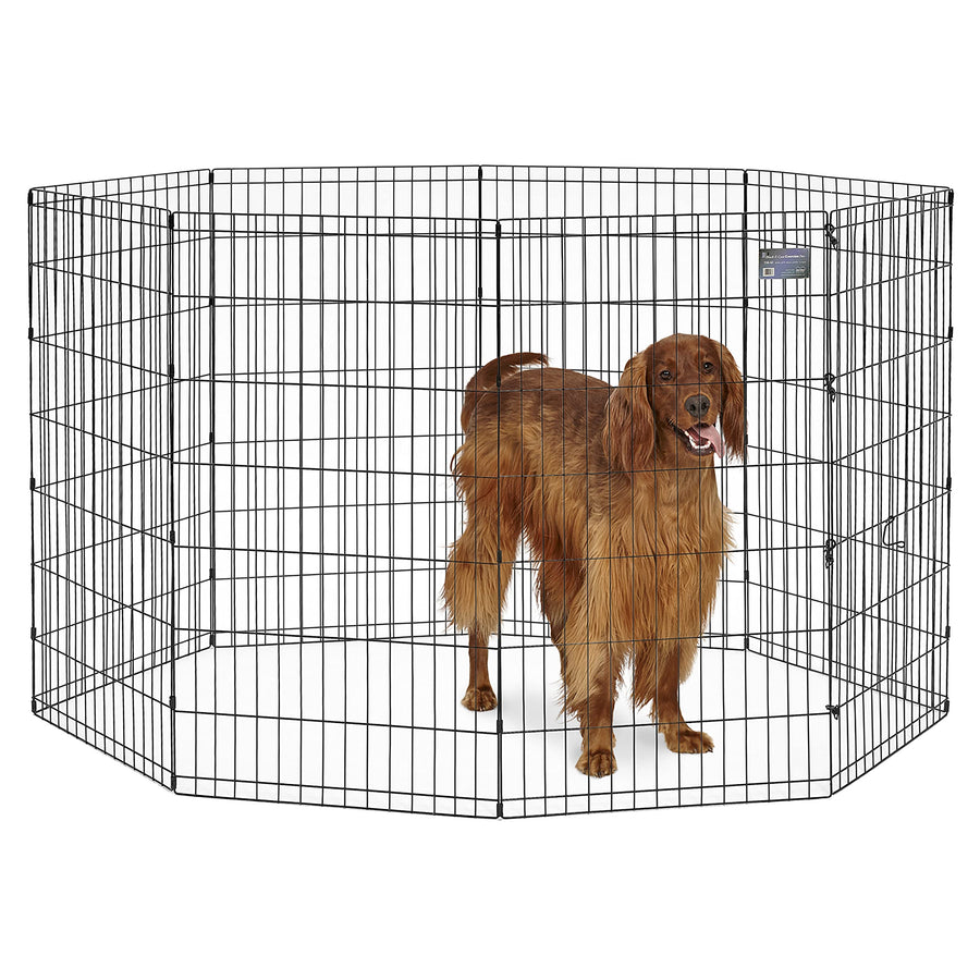 Dog Exercise Pen & Playpen, 24 W x 42 H, No Door, Black