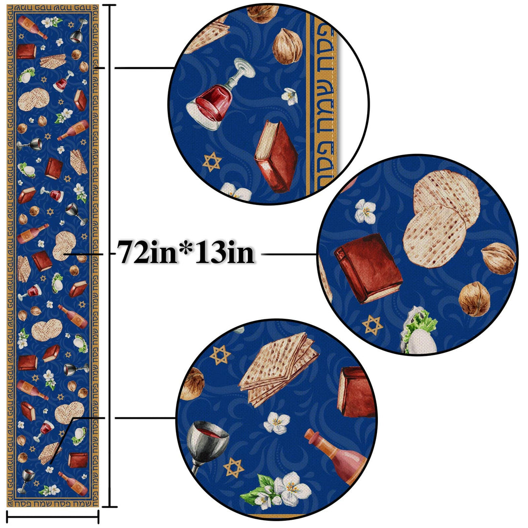 Nepnuser Linen Passover Table Runner Pesach Jewish Sede