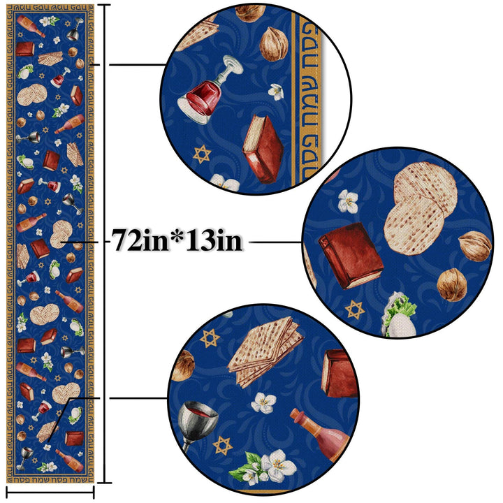 Nepnuser Linen Passover Table Runner Pesach Jewish Sede