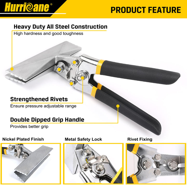 HURRICANE Sheet Metal Hand Seamer, 6 Inch Straight Jaw 