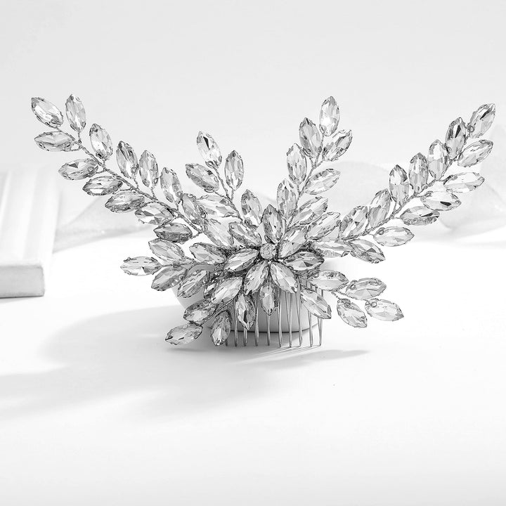 Wedding Hair Comb Rhinestones Bridal Hair Side Comb Accessories Headdress for Bride and Bridesmaid (Silver)