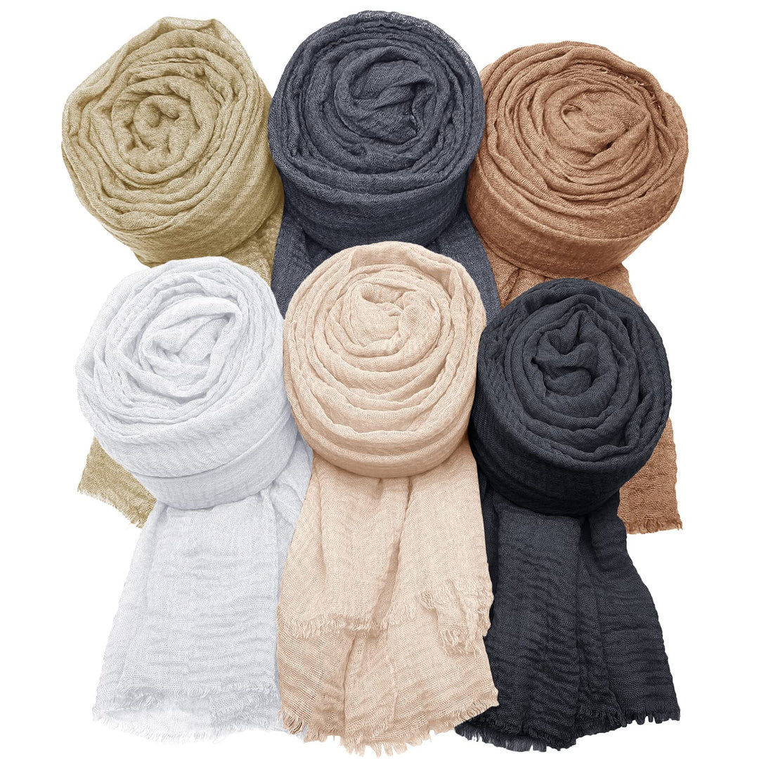 MANSHU 6PCS Women Soft Cotton Scarf Shawl Long Scarf, S