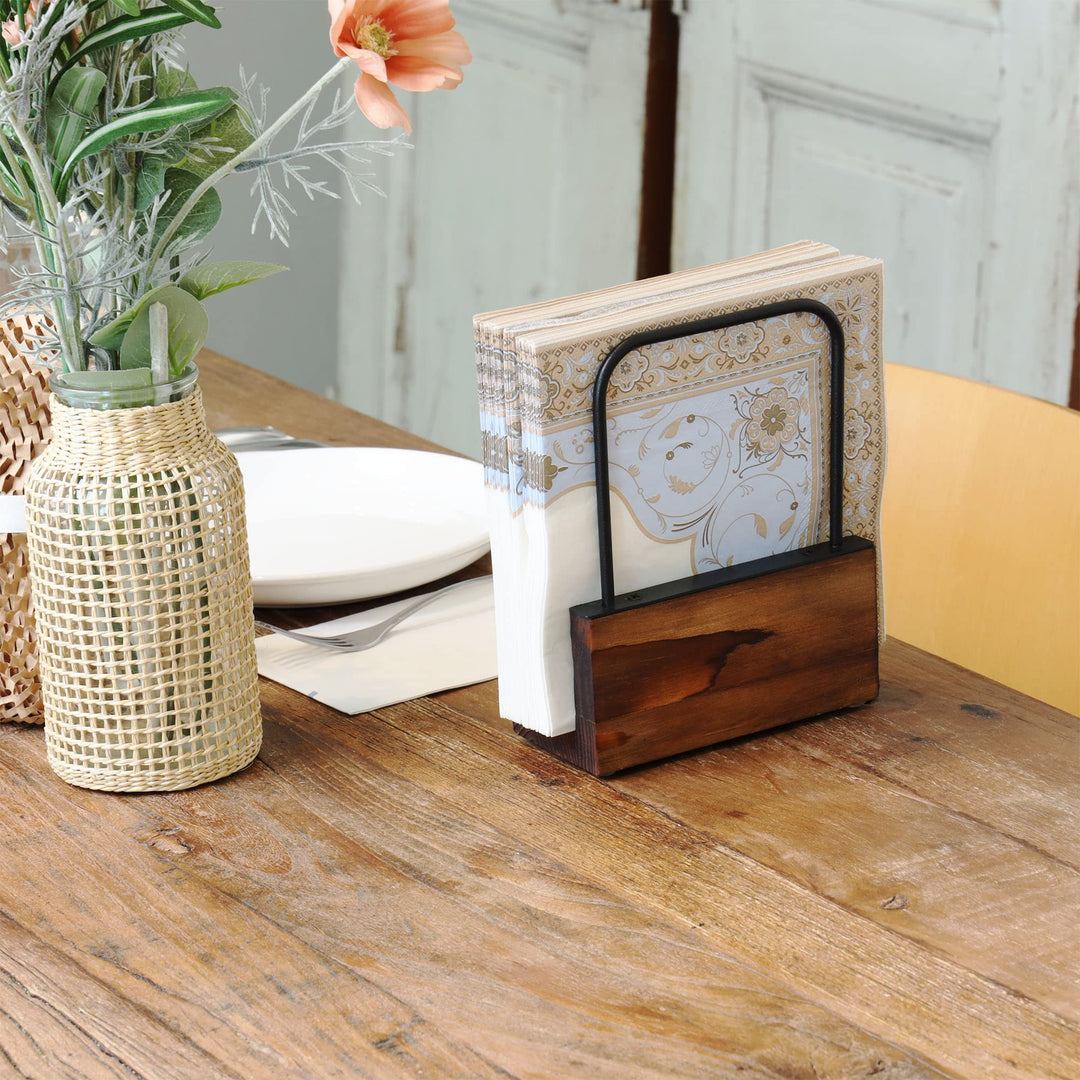 Farmhouse Napkin Holder for Kitchen Table, Wooden Napkin Holder Tissue Dispenser, Rustic Kitchen Napkin Dispenser-Dining Table Napkin Holder for Kitchen, Paper Napkins Holder Kitchen Décor