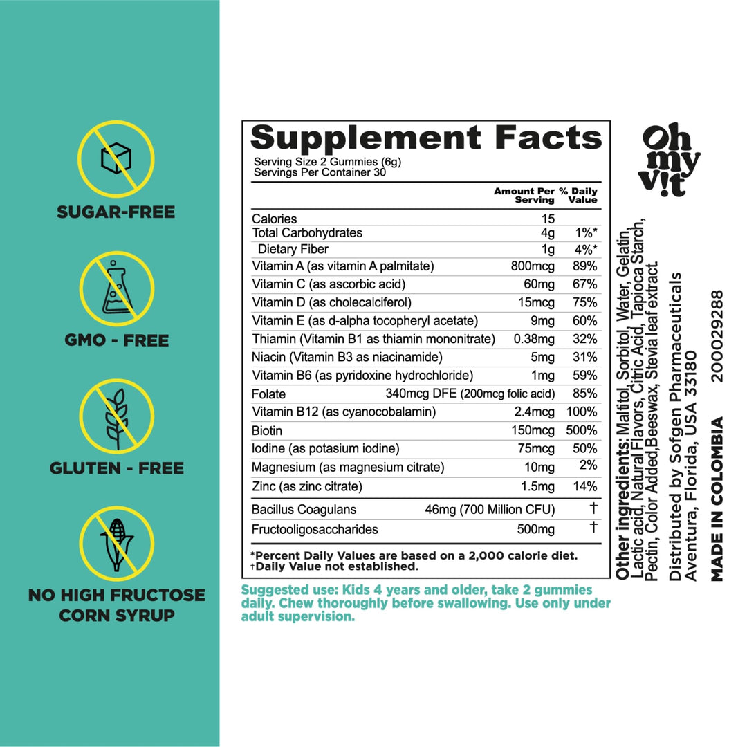 OH MY VIT! para Kids Gummy Multivitamin with Probiotics