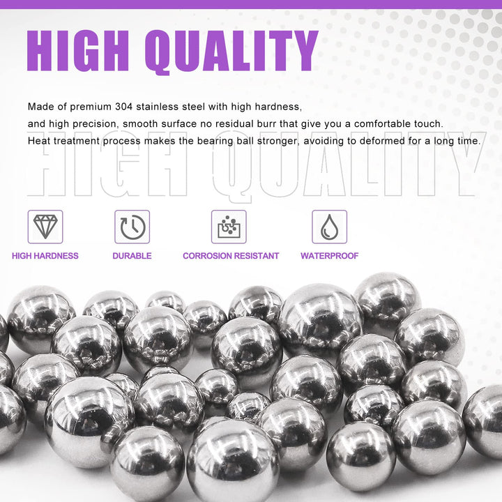 330Pcs 16 Size 1mm 2mm 2.5mm 3mm 3.5mm 4mm 4.5mm 5mm 5.5mm 6mm 7mm 8mm 9mm 10mm 11mm 12mm Metric Steel Loose Bicycle Bearing Steel Ball Precision Balls Assortment Kit for Bicycles Casters