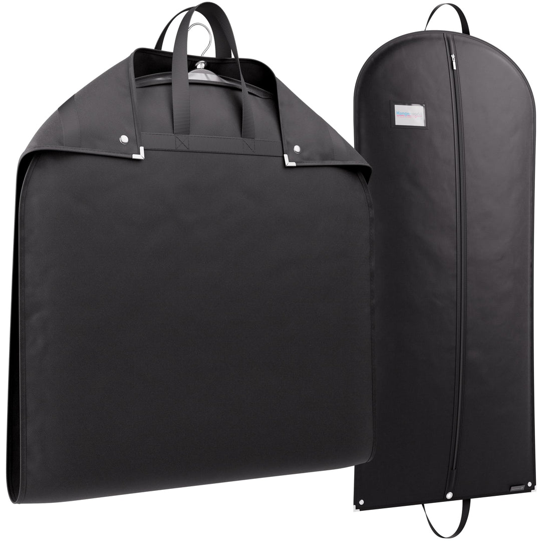 40inch Hanging Suit Garment Bag Travel Carrier Clothes Cover with Handles, Acid Free Breathable Dust Proof Material (1 Pack, Black)