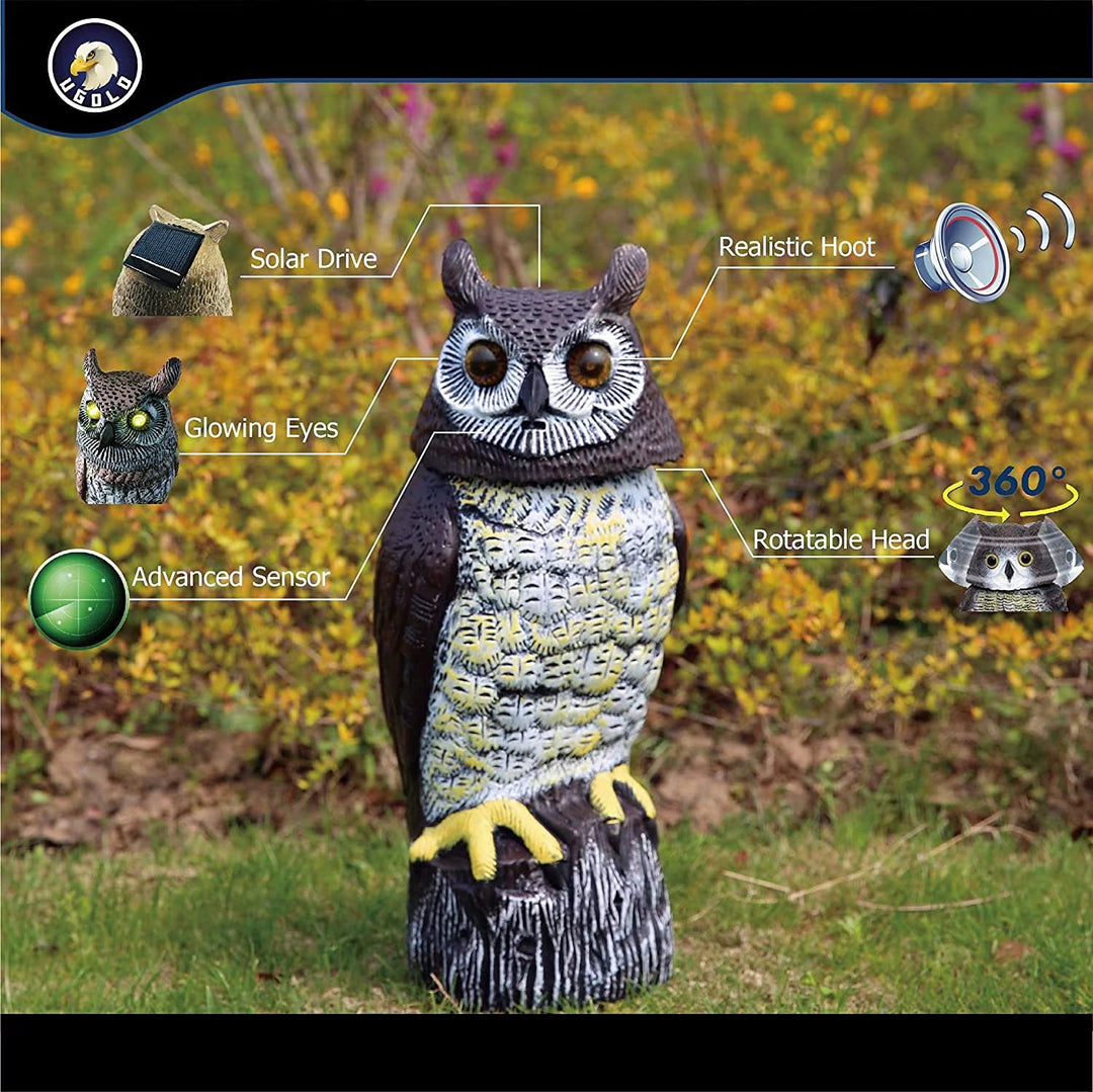 Ugold Solar Powered Owl with Motion Detection, Silent M