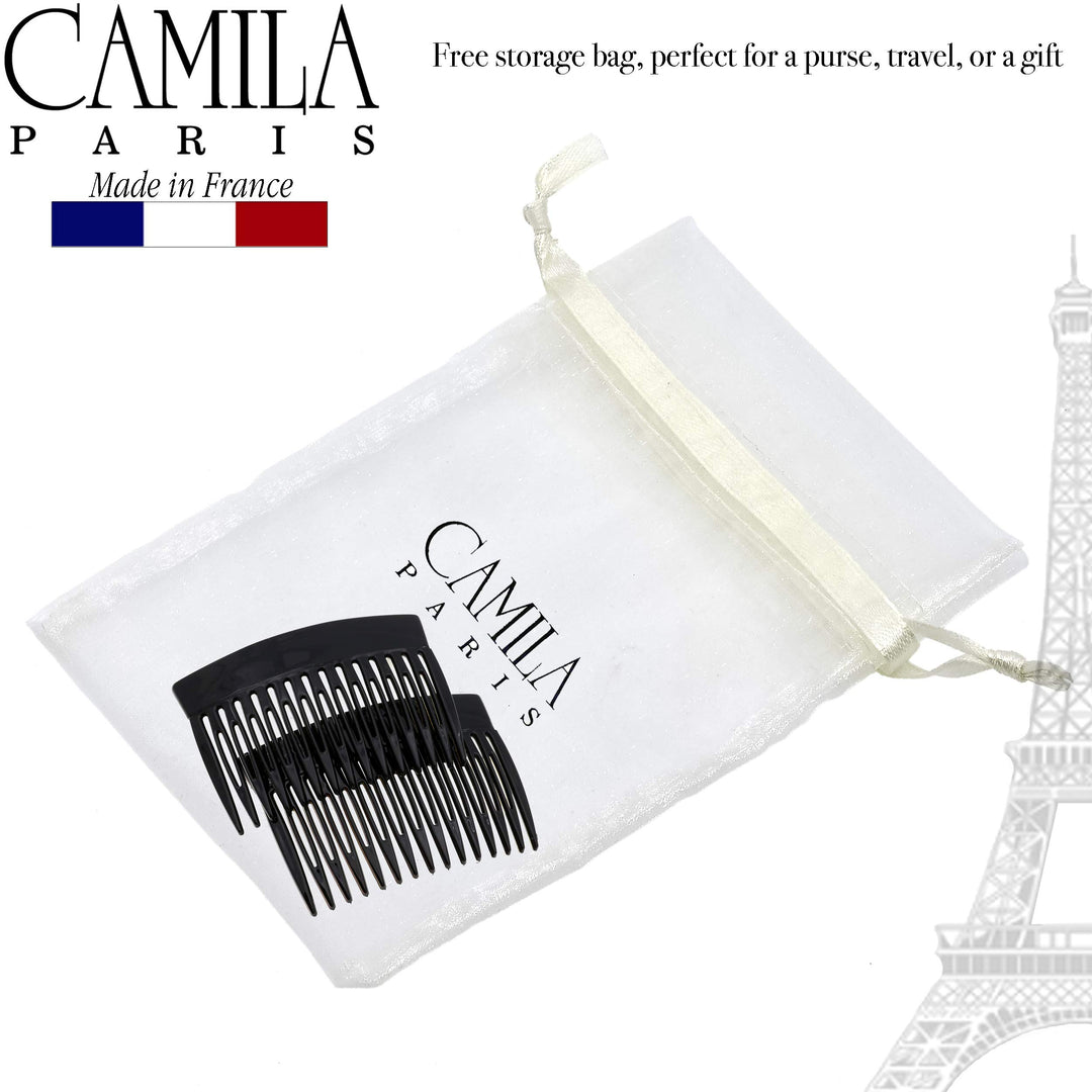 Paris French Hair Side Comb, Strong Hold Grip Hair Clips for Women, No Slip and Durable Styling Girls Hair Accessories, Made in France with Cellulose