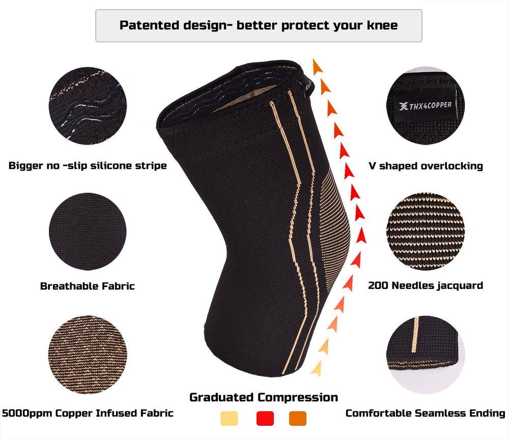 Thx4 Copper Sports Compression Knee Brace for Joint Pai