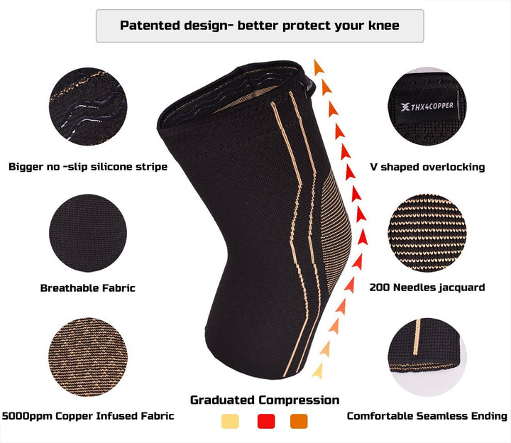 Thx4 Copper Sports Compression Knee Brace for Joint Pai