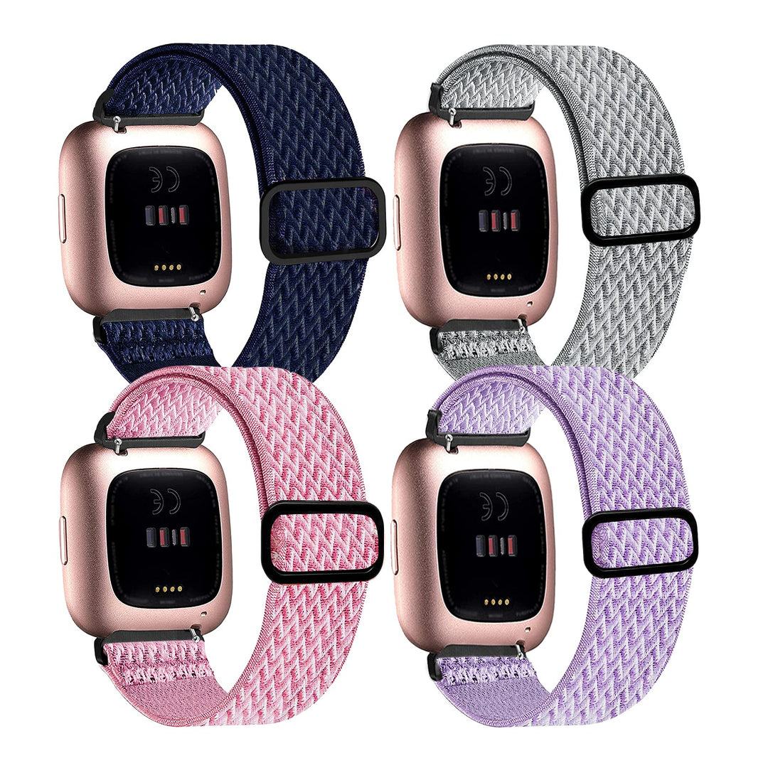 4 Pack Stretchy Bands Compatible with Fitbit Versa/Vers