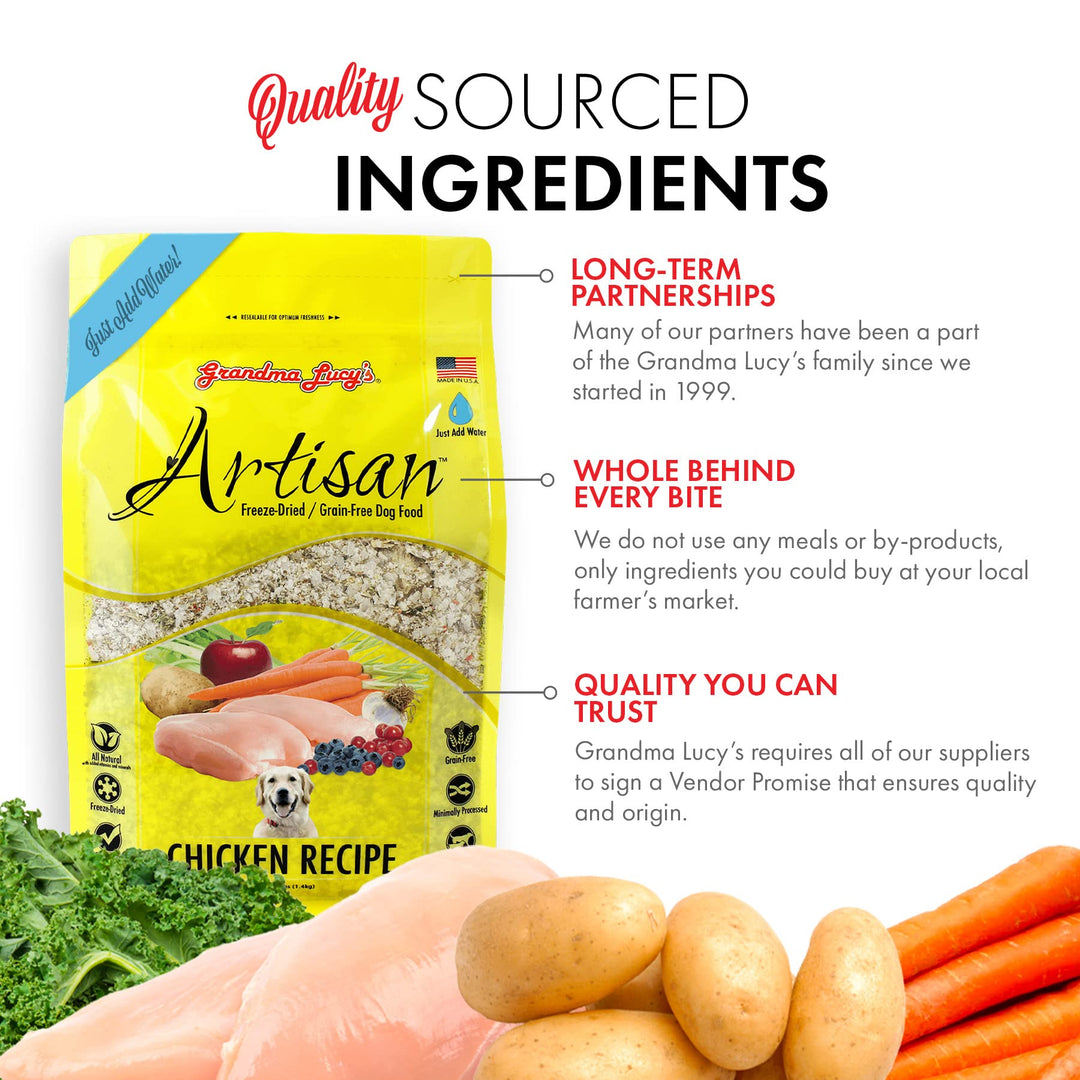 Grandma Lucy&#39;s Artisan Dog Food, Grain Free and Freeze-Dried - Artisan Chicken, 10Lb Bag