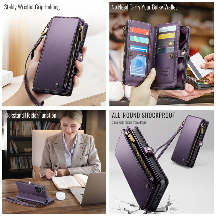 Compatible with Samsung Galaxy S21 Ultra Case Wallet with Card Holder for Women Men, PU Leather Magnetic Snap Flip Zipper Strap Wallet Case Fit for Galaxy S21 Ultra 5G, Fashion Green