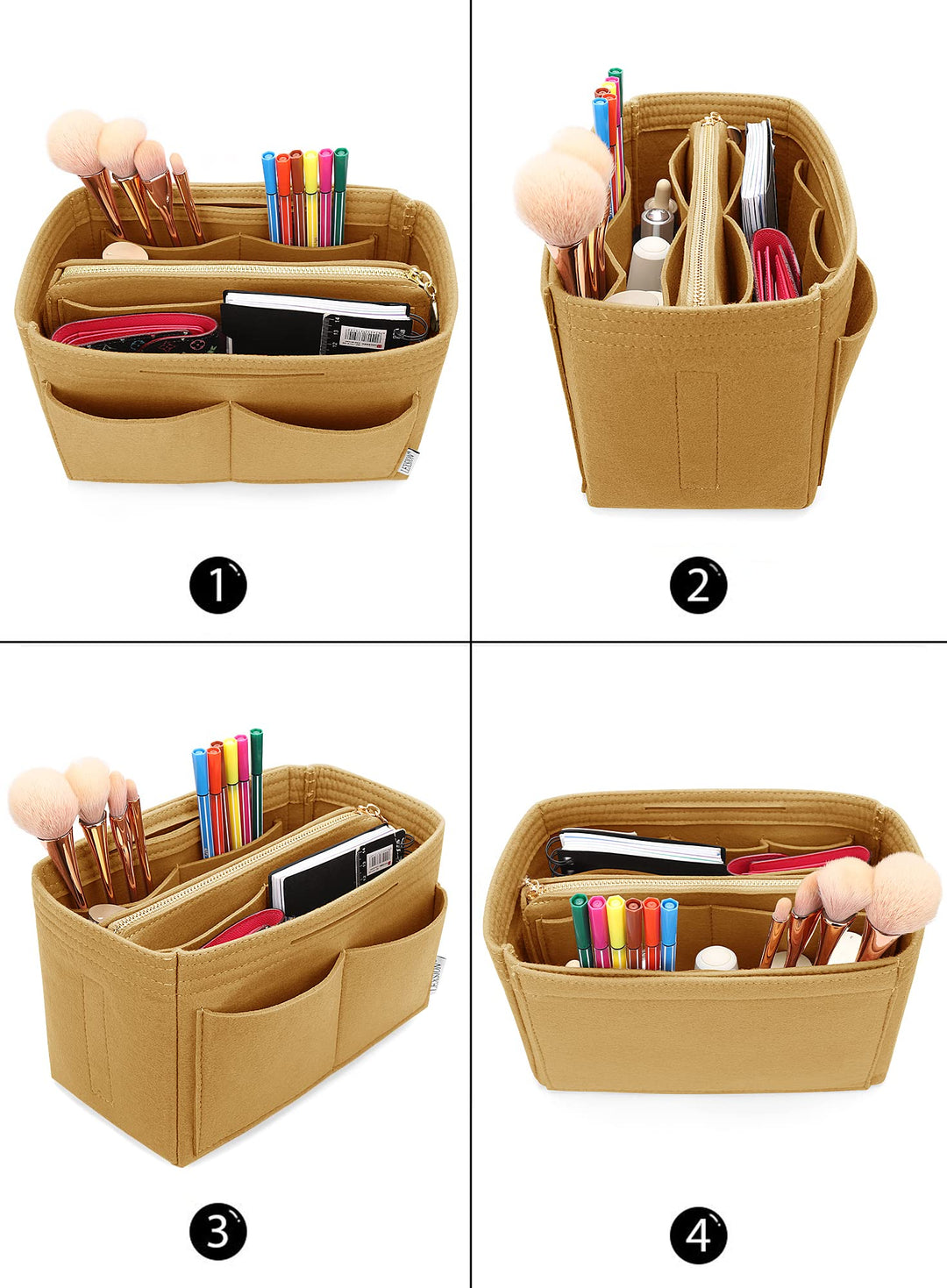 LEXSION Felt Purse Bag Organizer Insert with zipper Bag