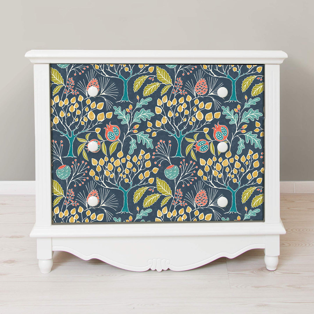 NU3038 Groovy Garden Navy Peel &amp; Stick Wallpaper, Multicolor