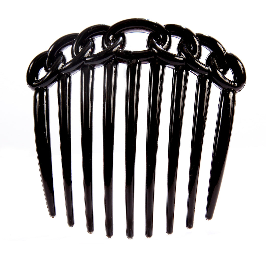 9 Teeth Chain Like Design Black French Twist Comb, 0.5 Ounce