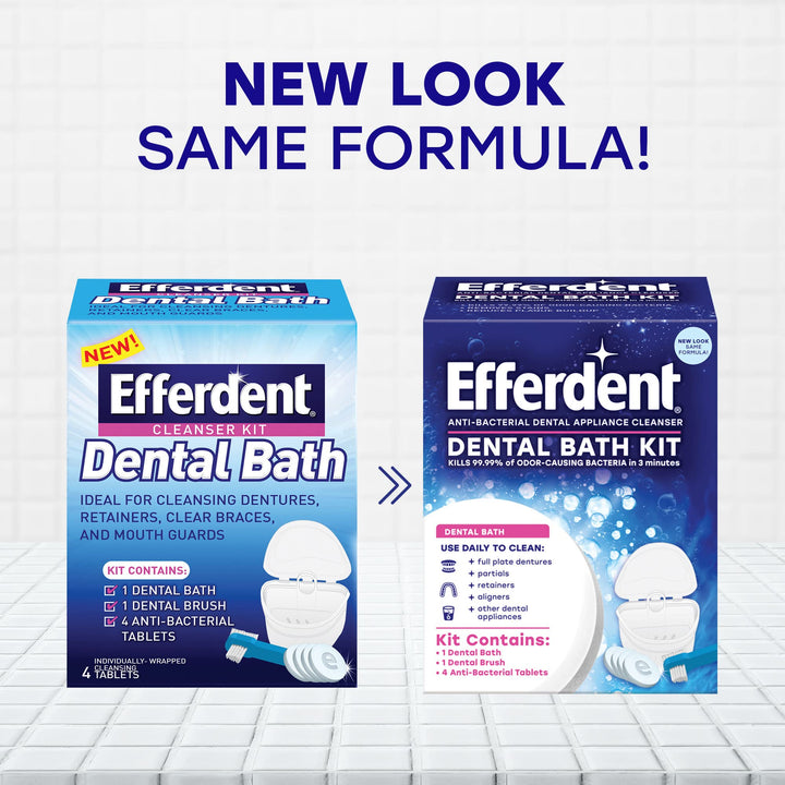 Efferdent Retainer &amp; Denture Cleaner Tablets and Dental Bath, 4 Tablets