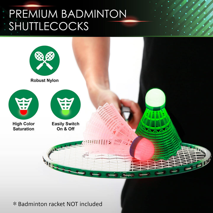 E-Jet LED Badminton Shuttlecocks, Badminton Birdies 4pc