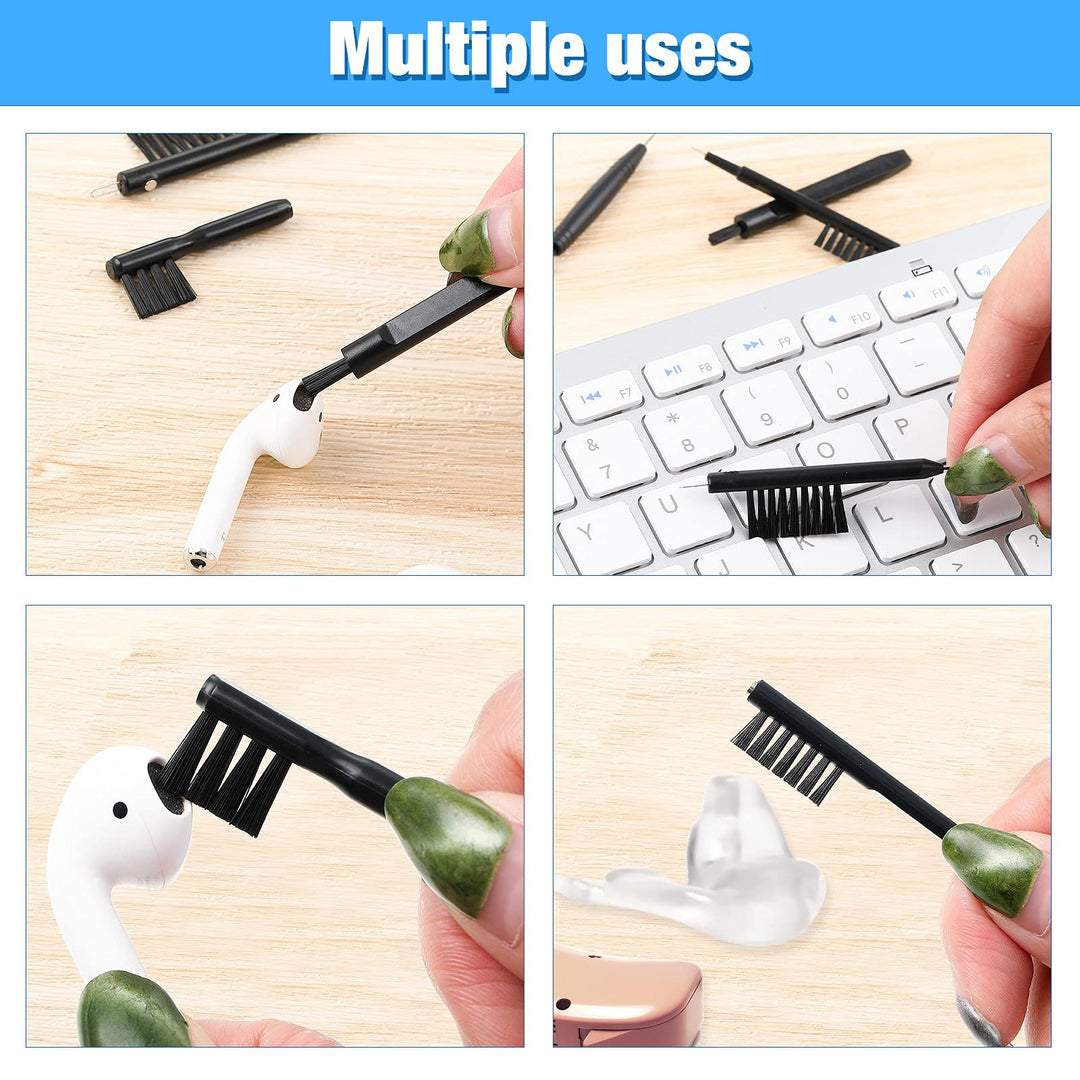 12 Pieces Hearing Aid Cleaning Tools Hearing Aid Cleaning Kit Hearing Aid Case Cleaner Kit with Wax Loop and Magnet Multi-functional Earphone Earbuds Cleaner Kit with Velvet Bag