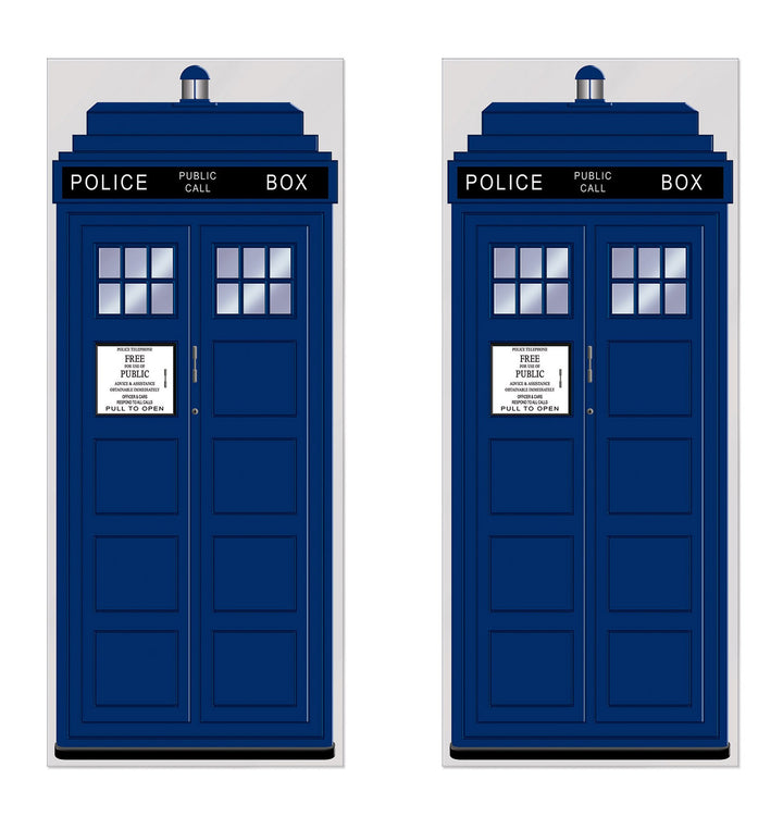 2 Piece Police Call Box Door Covers, 30 x 6&#39; Party Decorations, Multicolored
