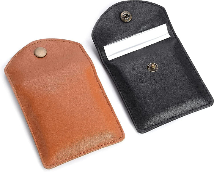 Brown &amp; Black Leather Ashtray Pocket Pouch - Compact Odour Free and Fire Resistant Portable and Discrete Ashtray - Home Decor &amp; Accents (2 Pack)