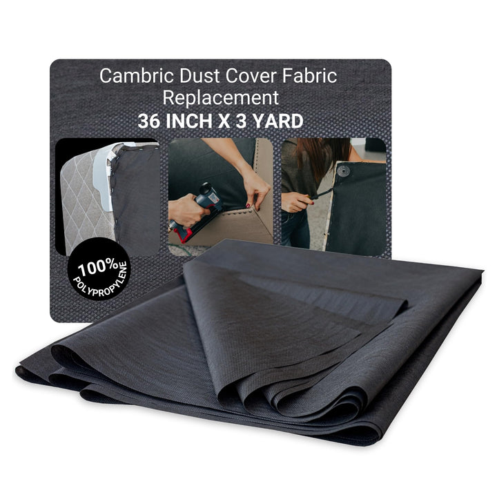 36 Inch x 3 Yard Upholstery Black Cambric Dust Cover Fabric Replacement for Sofas, Chairs, Conceals Frame and Staples Inside Furniture