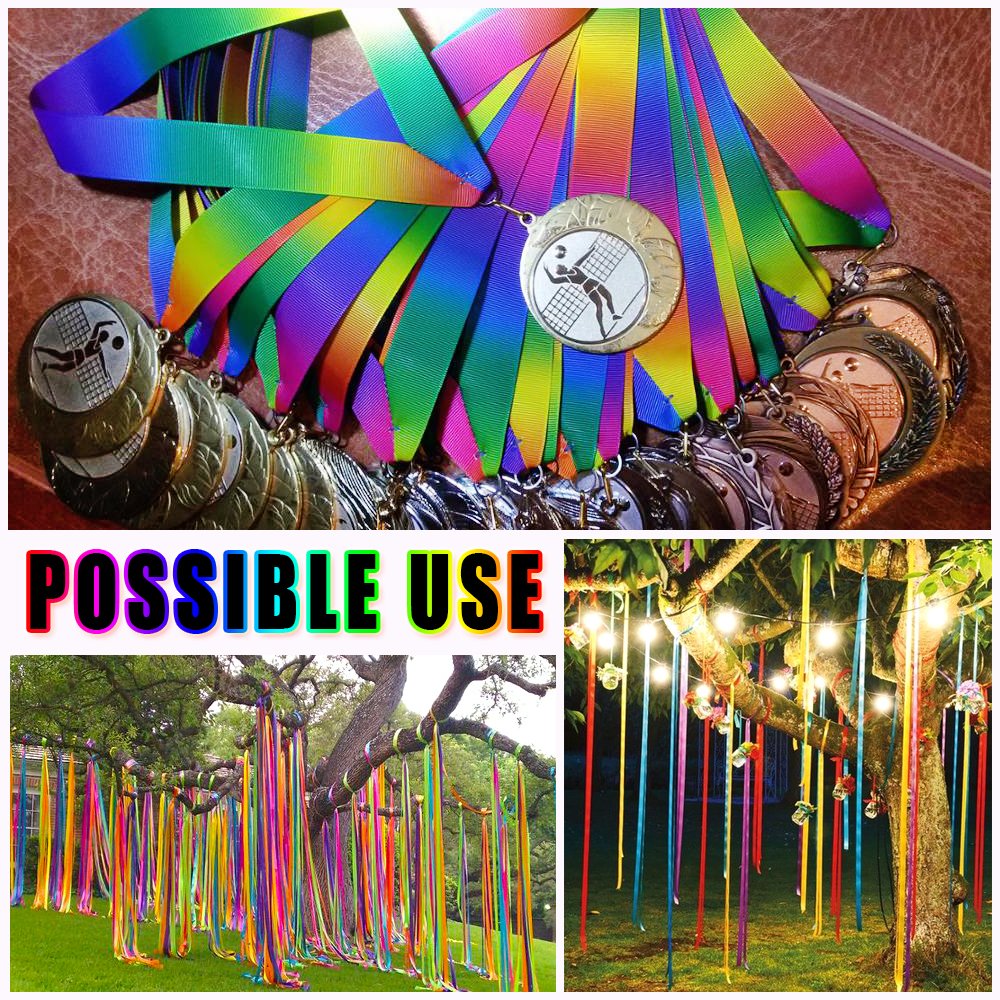 Satin Ribbon Gradient Rainbow Color Double Side Colorful Printed 50 Yard a Roll 1 Wide for DIY Handmade (1 Wide, Satin Ribbon)