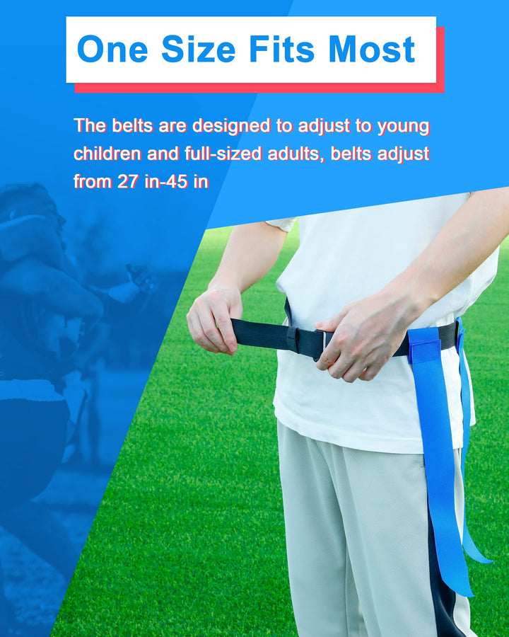 Flag Football Belts, 10 Player Adjustable Flag Football Set with 30 Flags for Youth and Adults Training Equipment