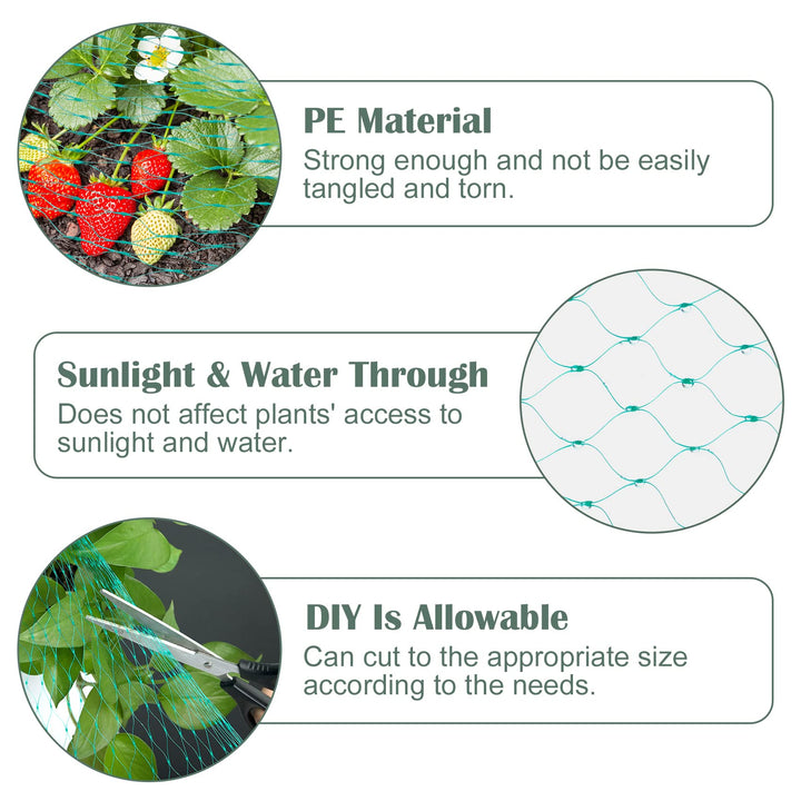 CandyHome 13Ft x 33Ft Anti Bird Protection Mesh Garden Netting Seedlings Plants Flowers Fruit Trees Vegetables from Rodents Deer Reusable Fencing, Green