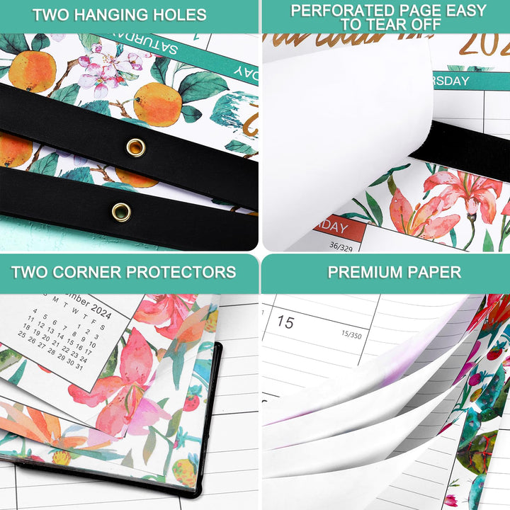 Desk Calendar 2024 – Jan. 2024 - Dec. 2024, 12 Monthly Large Desk/Wall Calendar 2024 Planner, 12&#39;&#39; x 17 Tearable Desk Calendar, Corner Protectors, Hanging Holes, Ample Blocks &amp; Notes