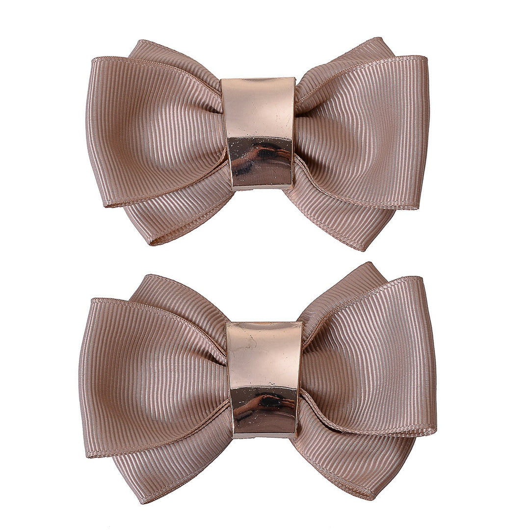 Women High Heel Fashion Bow Shoe Clips Decoration Jewelry Charms Pair (Dark Coffee)