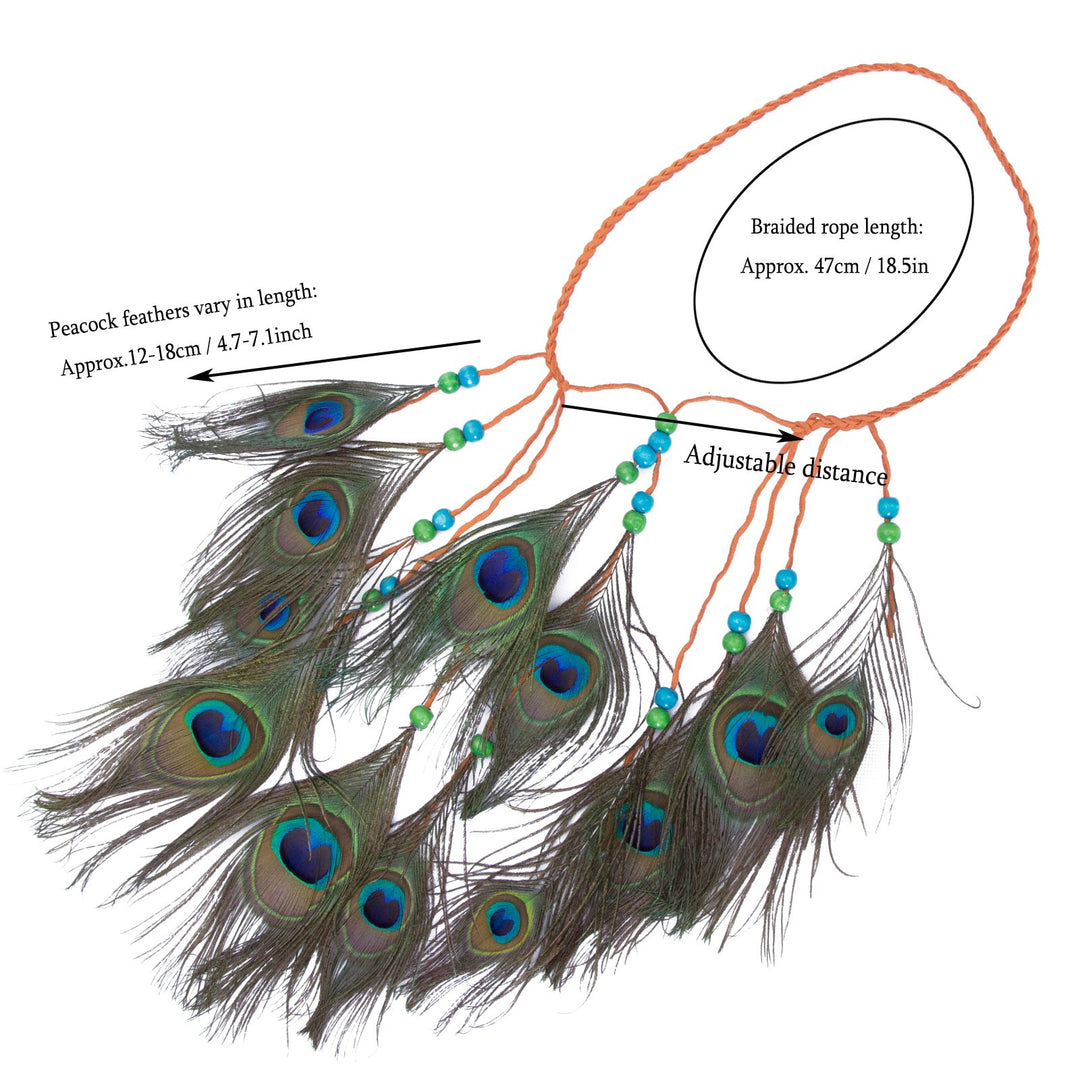 Peacock Feather Hippie Headband Accessories - AWAYTR Bo