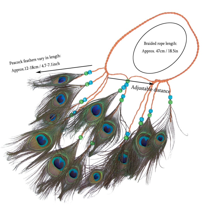 Peacock Feather Hippie Headband Accessories - AWAYTR Bo