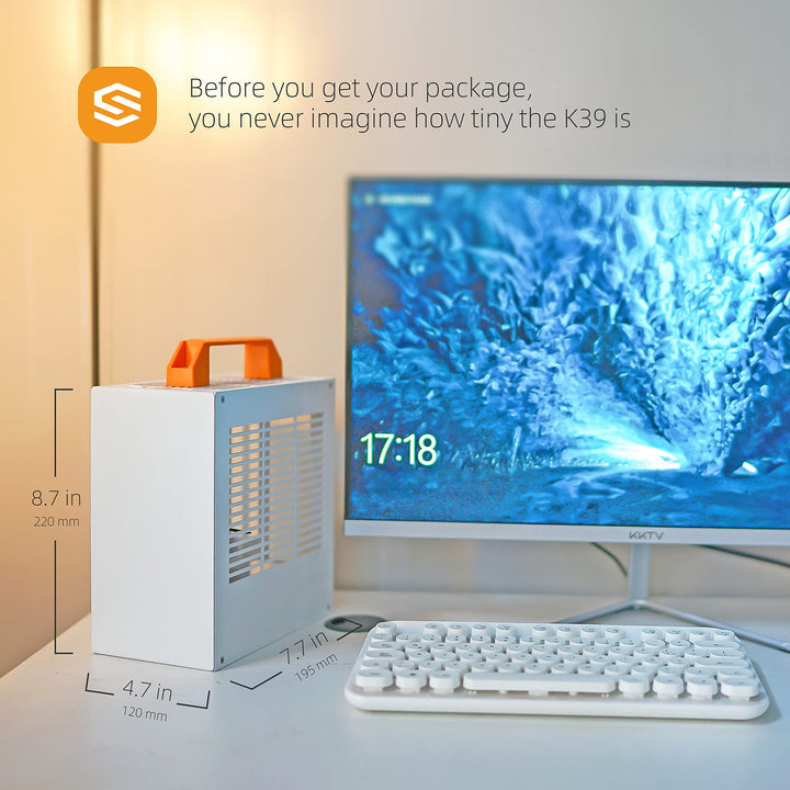 ITX Mini Case - K39 (Steel) / Includes Two Handles/Comes with 2 Standard Ventilated Side Panels and 1 Extra Acrylic Ventilated Side Panel / 5.1L Ultra-Small SFF Case