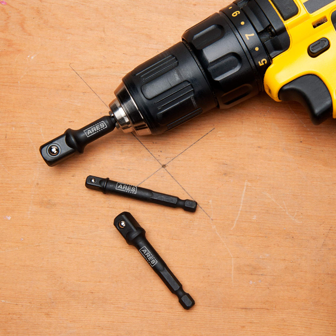 70000-3-Inch Impact Grade Socket Adapter Set - Turns Impact Drill Driver into High Speed Socket Driver - 1/4-Inch, 3/8-Inch, and 1/2-Inch Drive