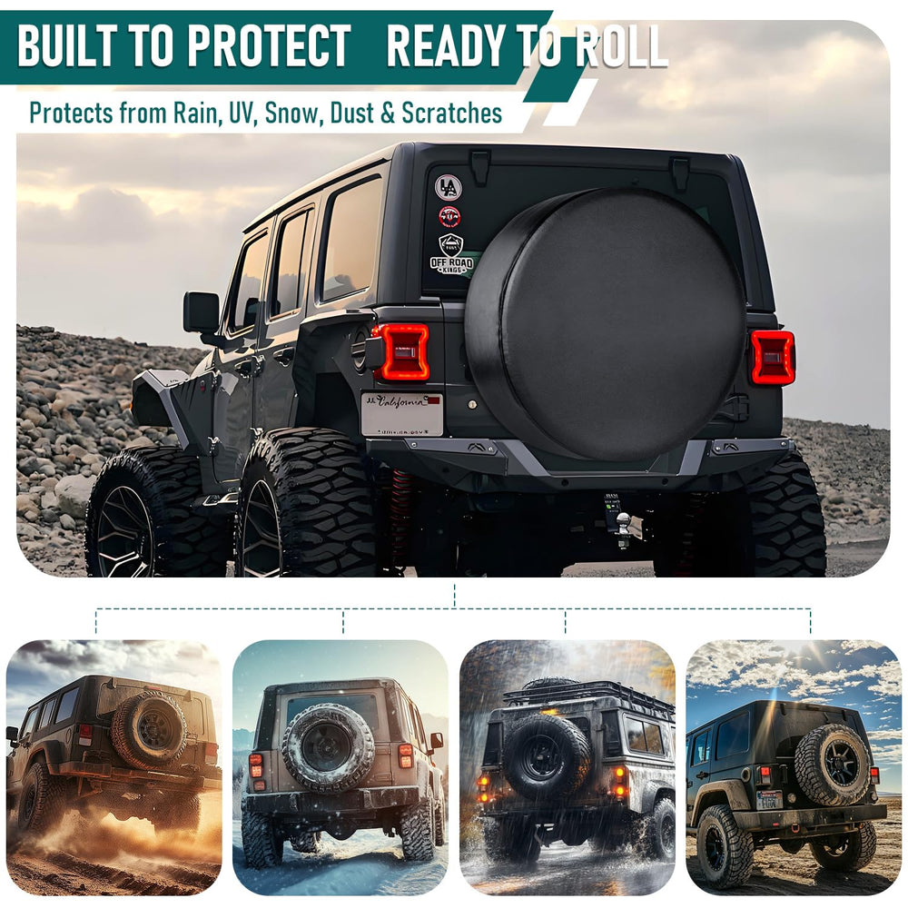 Amfor Spare Tire Cover, Universal Fit for Jeep, Trailer, RV, SUV, Truck and Many Vehicle, Wheel Diameter 32 - 33, Weatherproof Tire Protectors (Black)
