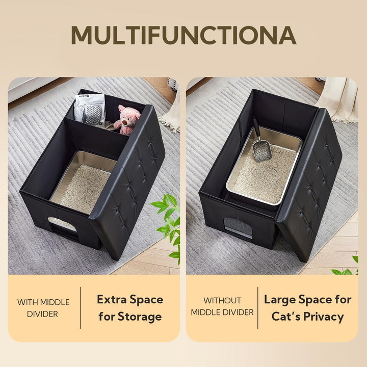 Cat Litter Box Enclosure Furniture Hidden, Cat Washroom Bench Storage Cabinet | Extra Large 35.4&#39;&#39; x 19.7&#39;&#39; x 19.7&#39;&#39;| Dog Proof | Waterproof Inside/Easy Clean | Easy Assembly | Odor Control