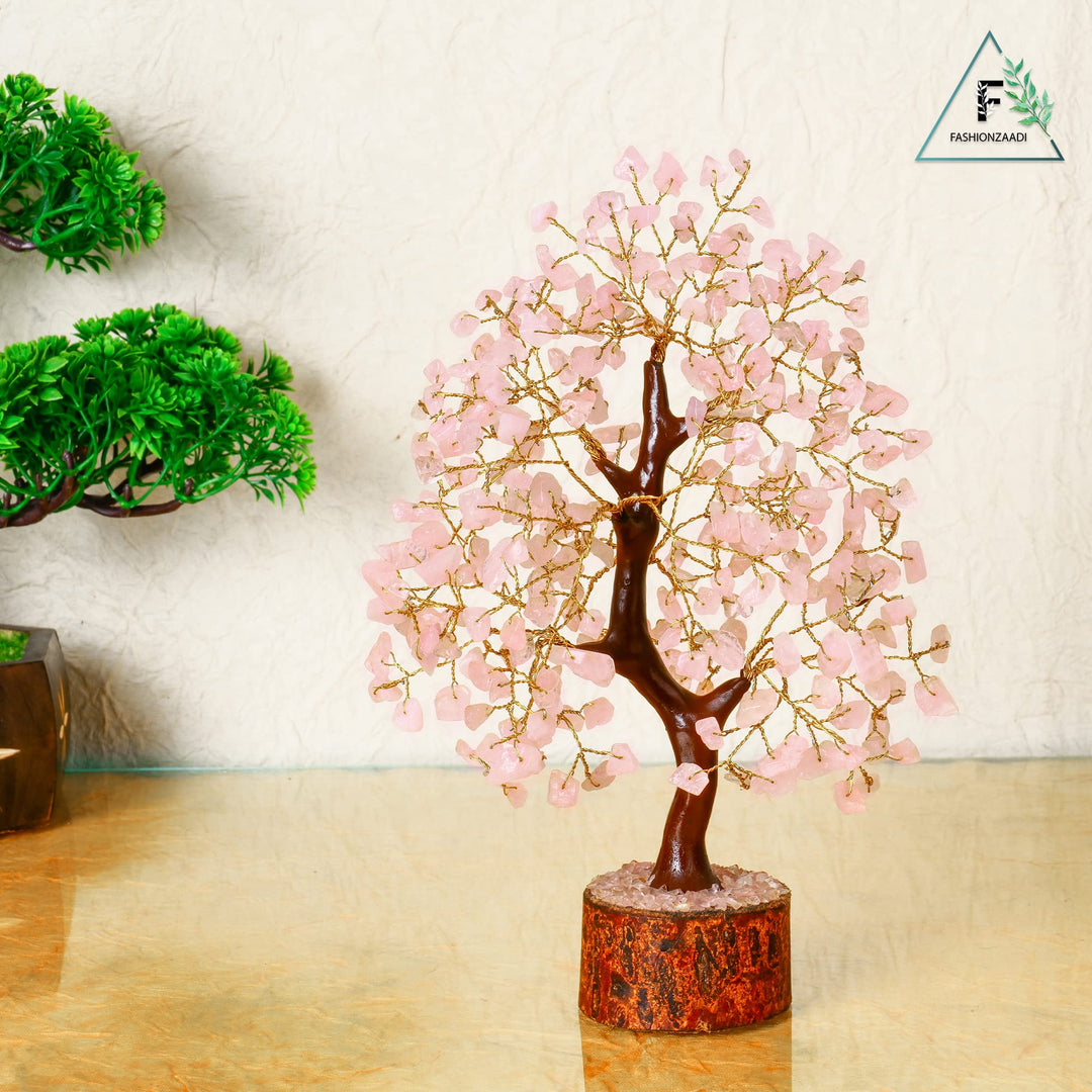 FASHIONZAADI Rose Quartz Tree - Crystal Bonsai Tree - H