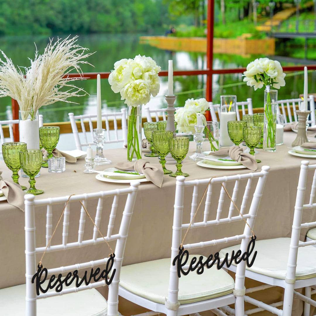 Wood Sign, 6 Pieces Reserved Unfinished Wedding Decorative Signage with Hanging Rope, Rustic Style, One Size Fits Most, for Events, Restaurants, Hotels