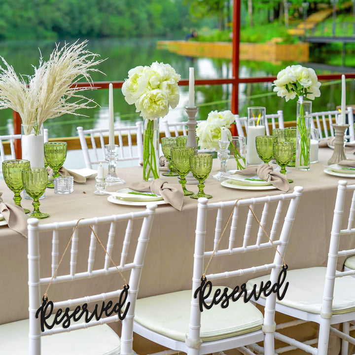 Wood Sign, 6 Pieces Reserved Unfinished Wedding Decorative Signage with Hanging Rope, Rustic Style, One Size Fits Most, for Events, Restaurants, Hotels