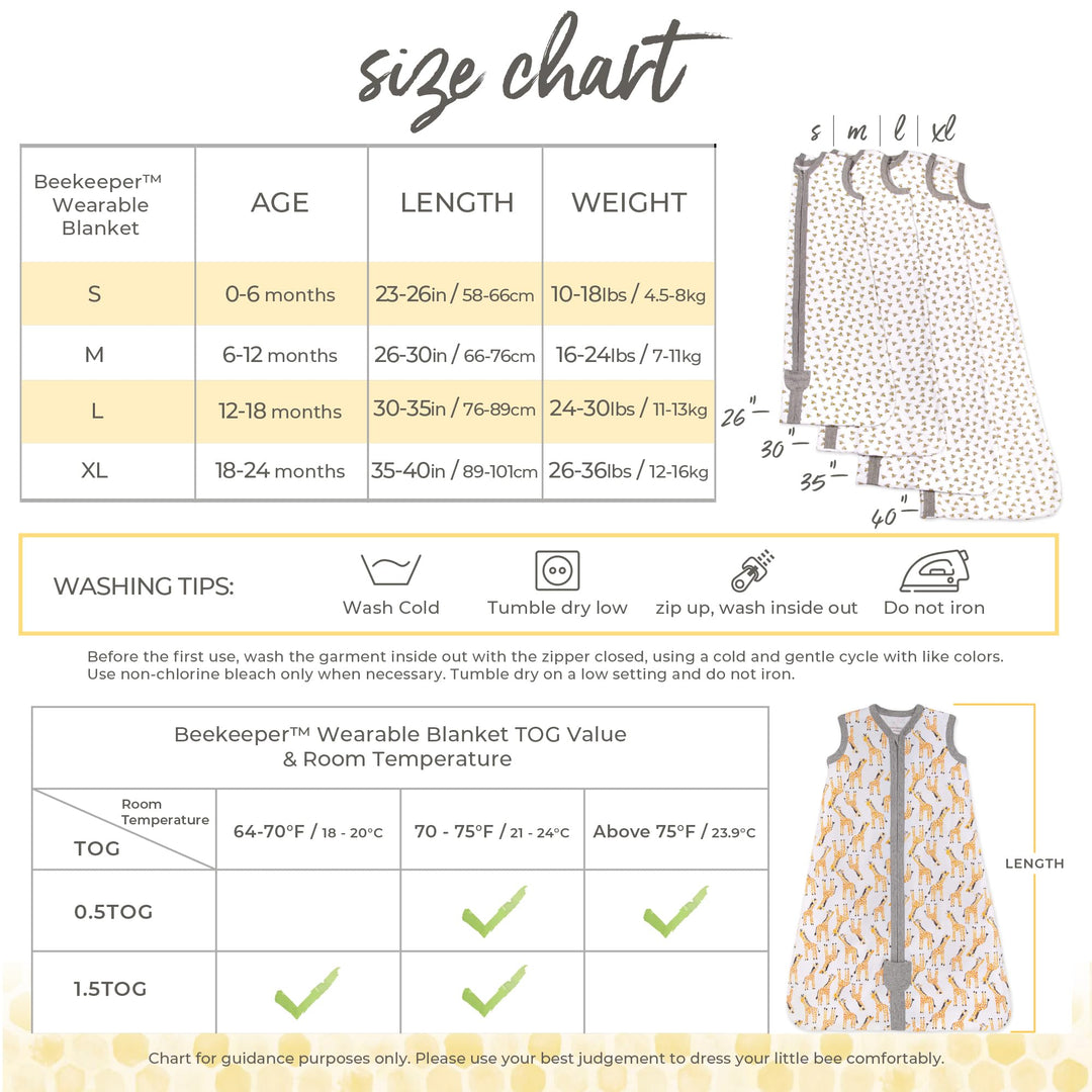 Burt&#39;s Bees Baby Unisex Beekeeper Blanket, 100% Organic Cotton, Swaddle Transition Sleeping Bag Wearable, Giraffes, Small US