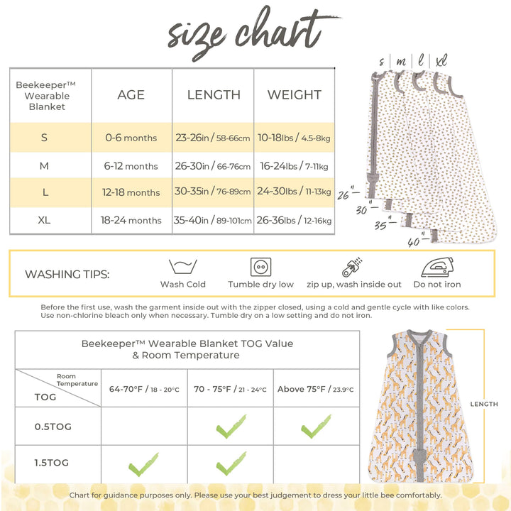 Burt&#39;s Bees Baby Unisex Beekeeper Blanket, 100% Organic Cotton, Swaddle Transition Sleeping Bag Wearable, Giraffes, Small US
