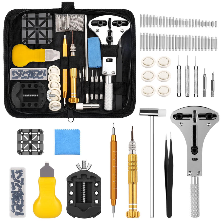 Watch Repair Kit, Watch Battery Replacement Tool Kit, Watch Link Removal Tool Kit, Watch Band Link Pin Tool Set with Carrying Case