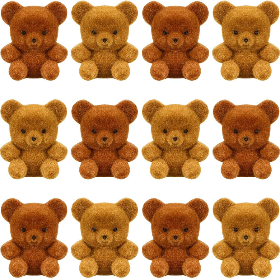 Hungdao 12pcs Mini Flocked Bears Miniature Bears Tiny B