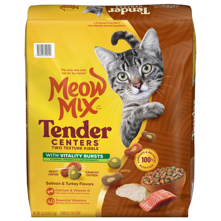 Tender Centers Dry Cat Food, Salmon &amp; Turkey with Vitality Bursts, 13.5 Pound Bag