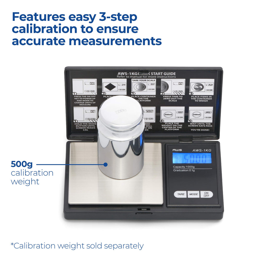 American Weigh Scales Series Digital Pocket Weight Scale 600g x 0.1g |Digital Gram Scale Small Scale Mini Food Scale Jewelry Scale Ounces/Grains Scale, Easy to Carry (Black, 1000g x 0.1g)