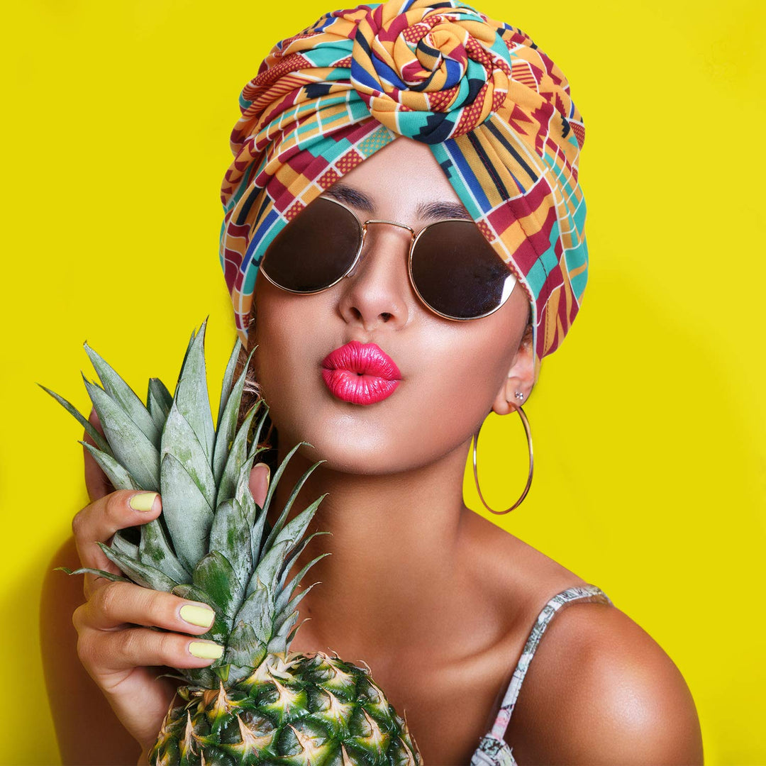 SATINIOR 4 Pieces African Pattern Headwrap Pre-Tied Bonnet Turban Knot Beanie Cap Headwrap Hat (Leopard Print Black Flower)